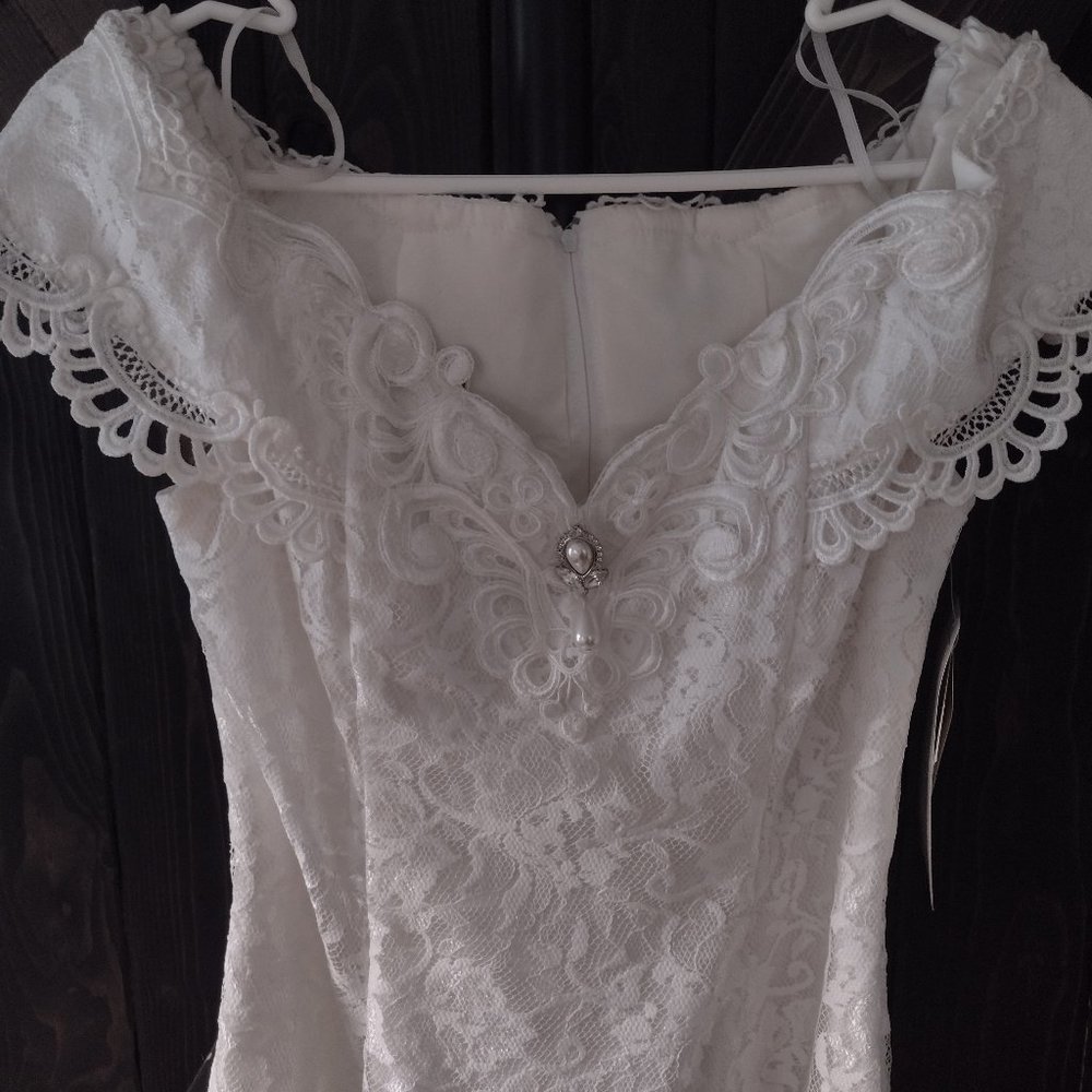 Scott McClintock white lace wedding dress NWT sz 10